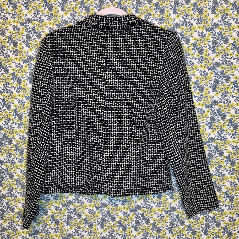 Tweed Vintage 90s/Y2K Black And White Star City Blazer With Flower Pin - Picture 4 of 7